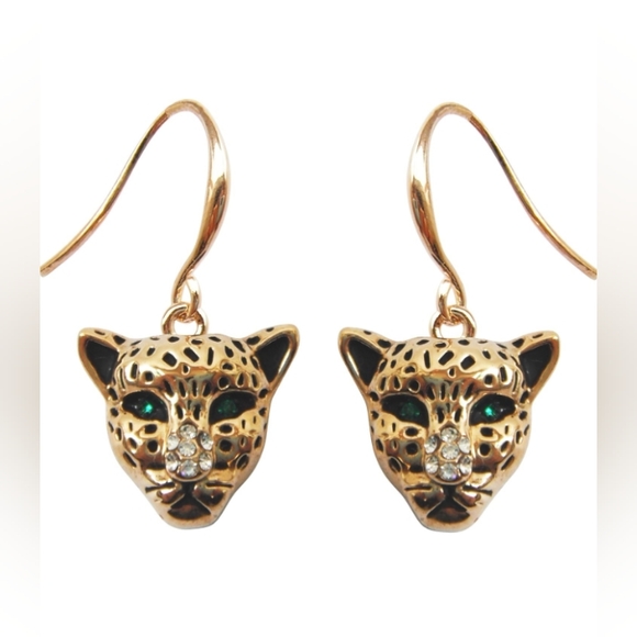 NEW 18k Yellow Gold Plated Cheetah Leopard Head - Picture 1 of 4